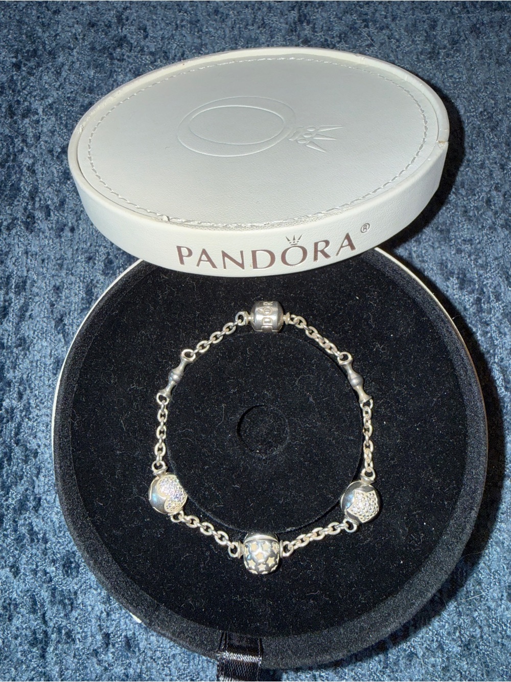Pandora Sterling Silver Charm Bracelet with Sparkling Beads - Silver